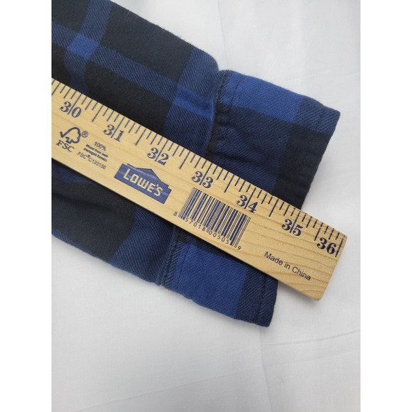 Calvin Klein Jeans Mens L Blue Black Plaid‎ Flannel Long Sleeve Shirt - Picture 6 of 9